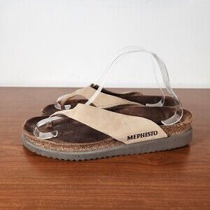 Mephisto Size 40 EUR Slip On Thong Leather Sandals Comfort Walk Reflex Massage